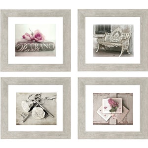 A Touch of Romance- Romantic French Country Prints, Shabby Chic Art Prints, Wall Art Gallery Set of 4, Pink Rose Art, Rustic Chic Wall Art