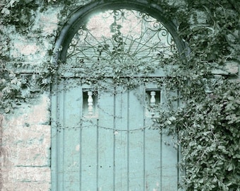 Weathered Blue Cottage - Photographie de porte, Photo de porte bleue, Architecture, Impression de porte rustique Shabby Aqua Cottage, Ferme Old Blue Door Art