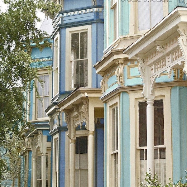 Savannah Blues- Architecture House Photo, Historic Home Blue House Print, Window Photography, Southern Homes, Abstract Architectural Art