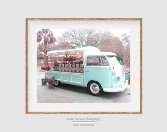 Flower Shoppe- Charleston Print, VW Bus Print, Charleston Wall Art, Flower Cart, Flower Shop, Garden Art, Travel Art, Farmers Market