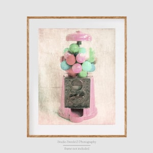 Retro Gumball- Gum Machine, Bubblegum Photo, Retro Print, Pink Bubblegum, Vintage Candy Machine, Pink Nostalgic Art, Old time Gum balls