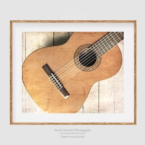 Guitar - Guitar Art Photography, Music Lover Art, Acoustic Vintage Guitar Photo, Old Guitar Print, Music Studio Instrument Art Print
