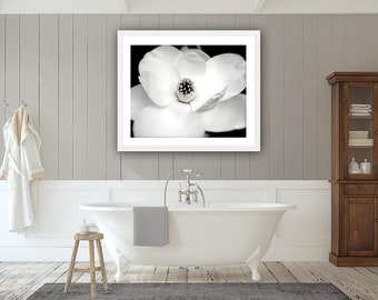 White Magnolia- Contemporary Flower Print, Black and White Flower Art, Garden Fine Art Photography, Nature Photo, Modern Flower Wall Art
