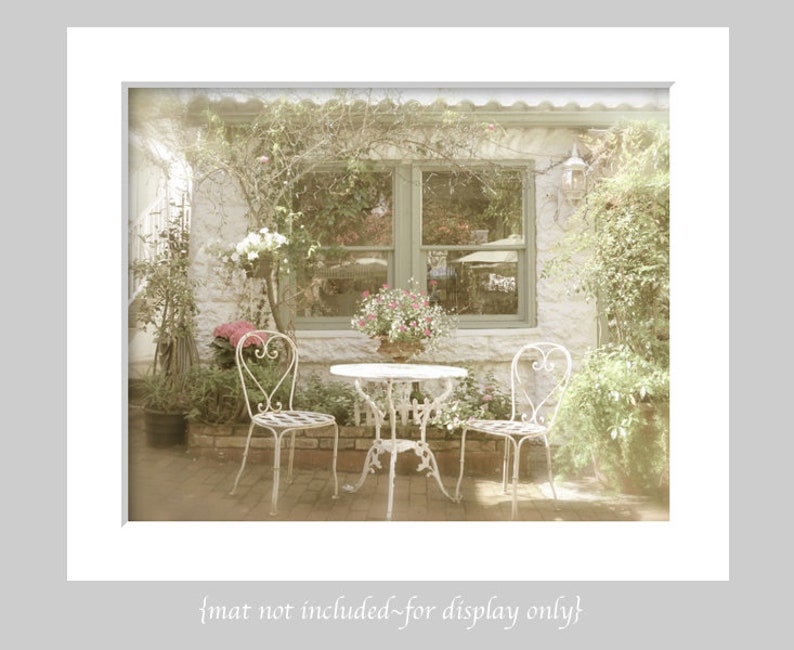 English Tea Garden Cafe Garden Print, Cottage Photography, Cafe Art, Bistro Kitchen Art, Home and Garden Art, Rose Garden Print, Garden Art image 2