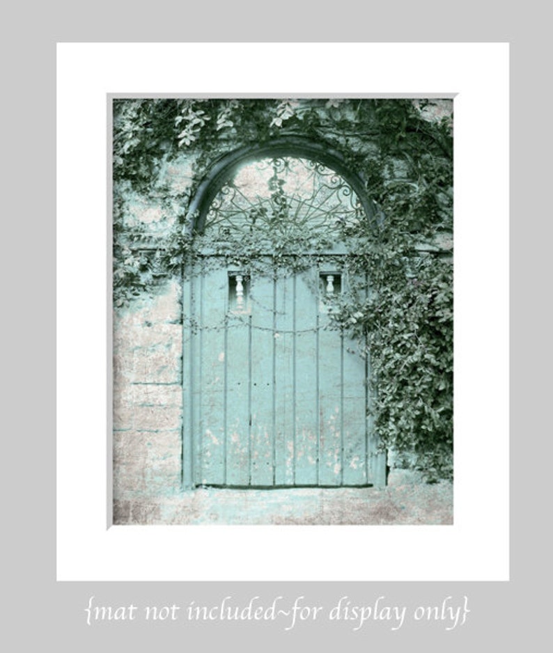 Verweerde blauwe Cottage-deur fotografie, blauwe deur foto, architectuur, rustieke Shabby Aqua Cottage deur print, boerderij oude blauwe deur kunst afbeelding 2