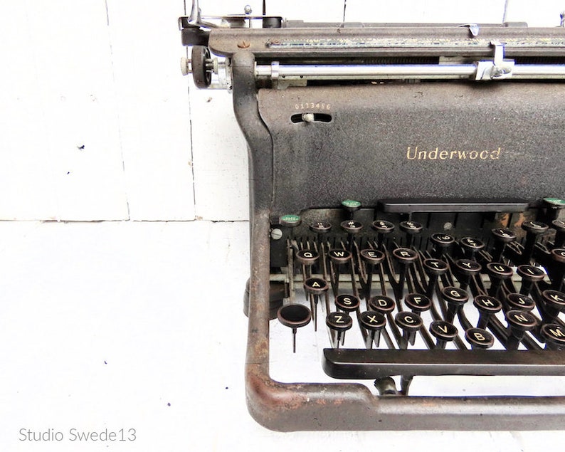 Underwood Vintage Typewriter Print, Writer Gift, Author Gift, Office Art, Black and White Typewriter, Office Wall Decor, Antique Tech Print image 1