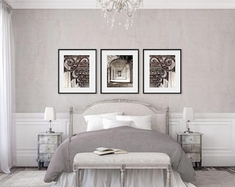 Portico Gallery-Architectural Wall Art, Neutral Wall Art, Gray Beige Photos, Farmhouse Wall Art, Set of 3 Rustic Art Prints, Rustic Wall Art