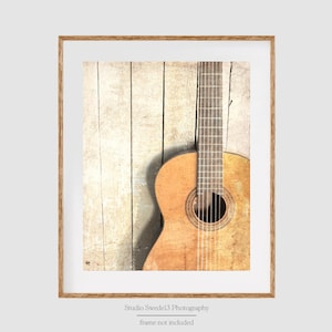 Acoustic- Guitar Art Photography, Music Lover Art, Acoustic Vintage Guitar Photo, Old Guitar Abstract Wall Print, Musical Instrument Art