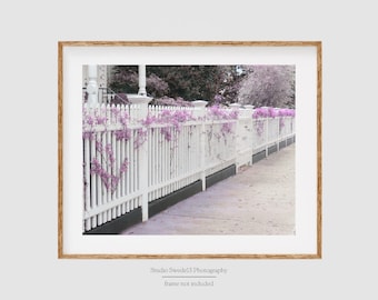White Picket Fence- Charleston Print, Charleston Wall Art, Charleston Gift, Charleston Landscape, Garden Art, Travel Art, Southern Art Print