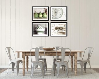 Green Farmhouse Kitchen- Rustic Kitchen Wall Art Gallery, Modern Farmhouse Industrial Art, Country Kitchen Photography, Green Kitchen Art