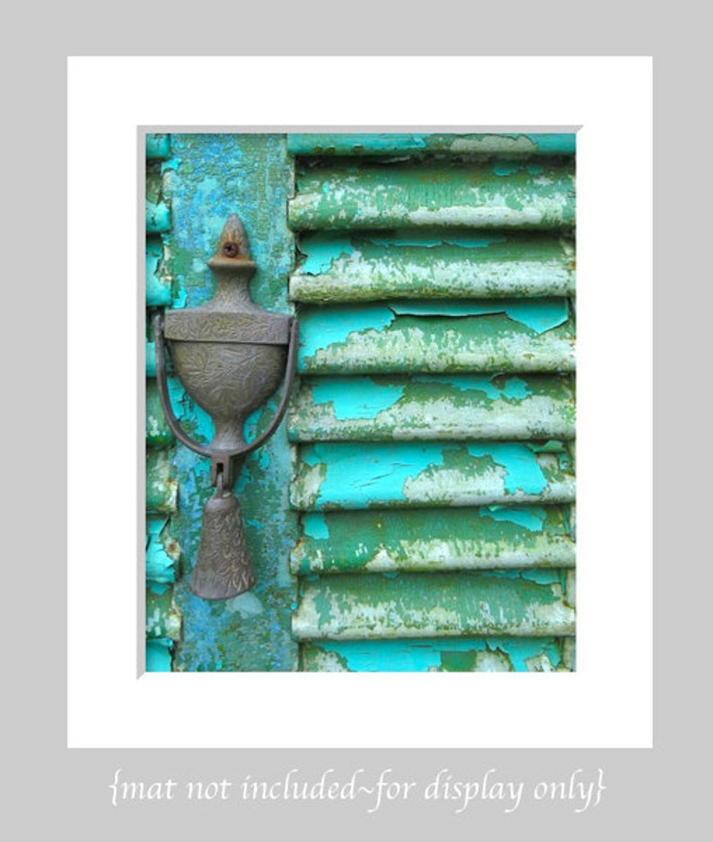 Rustic Dreams Turquoise Chippy Paint Door Photography, Old Door Photo, Rustic Door Art, Blue Door Print, Weathered Farmhouse Peeling Paint image 2