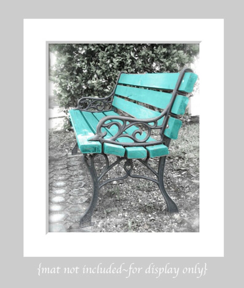 Turquoise Rustic Farmhouse Wall Art Waiting In Vain Bench Art Abstract Park Bench Still Life Blue Bench Garden Photography Bench Art
