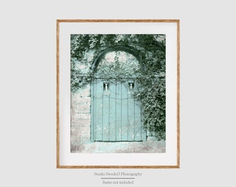 Weathered Blue Cottage- Door Photography, Blue Door Photo, Architecture, Rustic Shabby Aqua Cottage Door Print, Farmhouse Old Blue Door Art