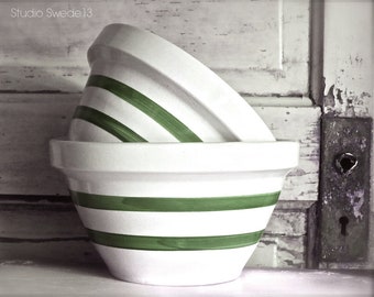 Old Mixing Bowls- Farmhouse Wall Decor, Country Kitchen Art, Fixer Upper Style, Rustic Farmhouse Art, Green and White Art, Kitchen Print