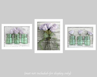 Lavender Rose Trio- Wall Gallery, Romantic Farmhouse Rose Art, Wall Art set of 3, Purple Rose Photography, French Country Photography