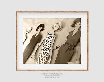Arte retro chic para sala de costura, arte callejero urbano, impresión de moda vintage, impresión de arte vintage, decoración de habitaciones femeninas de los años 50 y 60