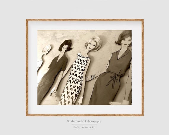 Retro Chic- Sewing Room Art, Urban Street Art, Vintage Fashion Print, Vintage Art Print, 50s 60s Feminine Girls Room Decor Art