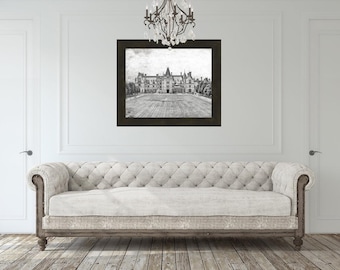 Biltmore Splendor- Black and White Biltmore Estate Photo, Architectural Print, North Carolina Landscape, Asheville Art, Biltmore Estate Art