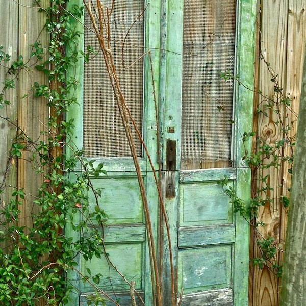 Green Cottage Doors- Door Photography, Door Art Print, Door Artwork, Green Door Print, Green Door Art, St Augustine Print, St Augustine Art