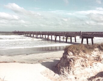 The Pier- Beach Coastal Landscape, Ocean Art Print, Beach Pier, Florida Seascape, Ocean Photography, Beach Nature Print, Tropical Art Print