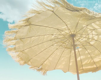 Summer Breeze- Beach Umbrella Abstract Art Print, Tropical Beach Photography, Florida Beach Wall Art, Coastal Beach House Wall Art Decor