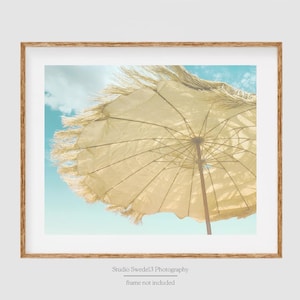 Summer Breeze- Beach Umbrella Abstract Art Print, Tropical Beach Photography, Florida Beach Wall Art, Coastal Beach House Wall Art Decor