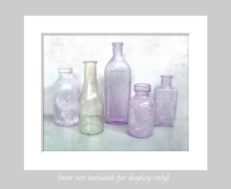 Be Unique Farmhouse Kitchen or Bath Art Print, Apothecary Bottle Photo, Lavender Bathroom Art, Old Purple Bottle Rustic Farmhouse Art Print image 2