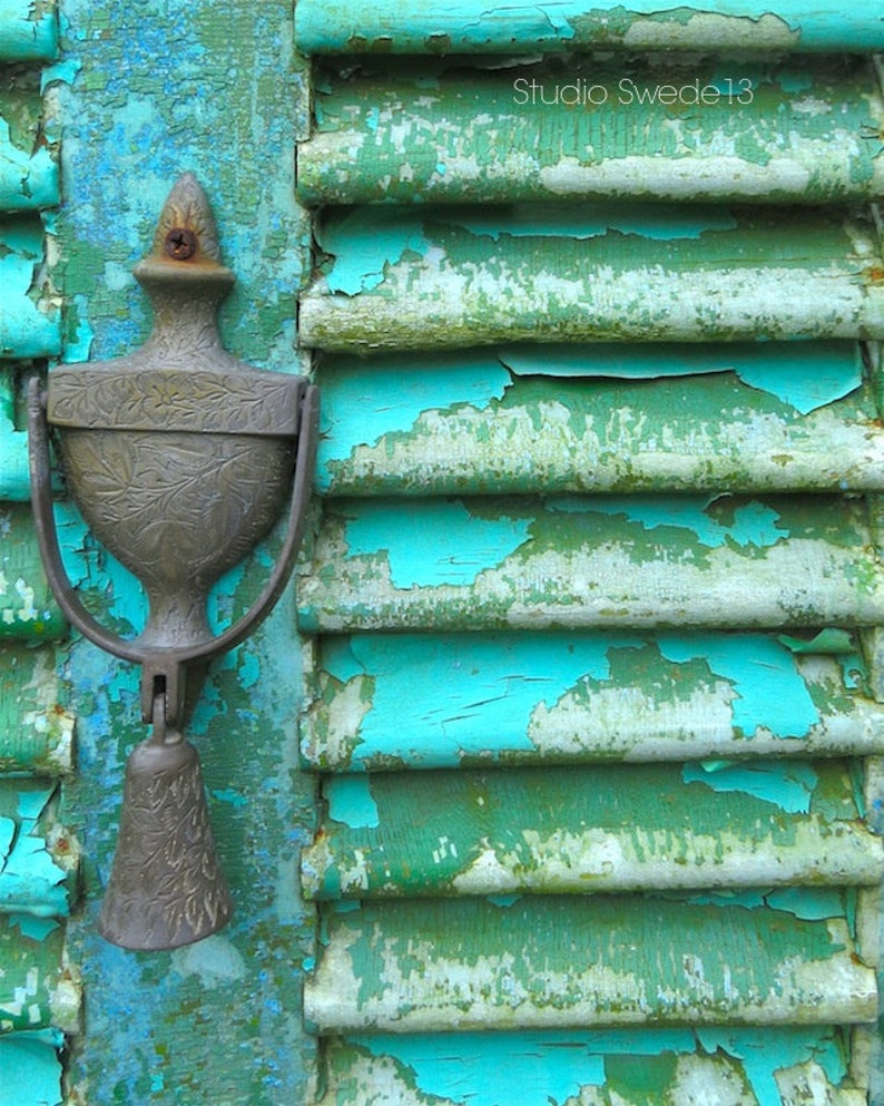 Rustic Dreams Turquoise Chippy Paint Door Photography, Old Door Photo, Rustic Door Art, Blue Door Print, Weathered Farmhouse Peeling Paint image 1