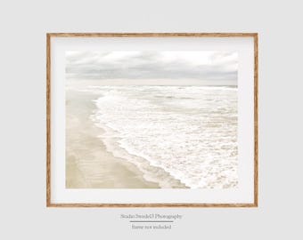 Beach Serenity- Florida Beach Photography, Coastal Ocean Tide Photo, Seashore Art, Seascape Print, Nature Photography, Beige Neutral Zen Art