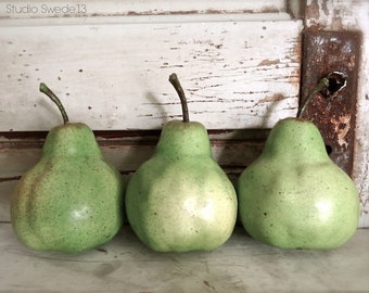 PEAR TRIO-Green Pear Fruit Food Photography, Restaurant Food Art, Kitchen Art, Pear Fruit Photo, Fixer Upper Farmhouse Art Still Life Photo