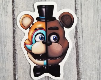 Five Nights at Freddy's Glamrock Freddy and Freddy Fazbear 2.75" Matte Vinyl Sticker, Die Cut sticker, Security Breach Sticker,