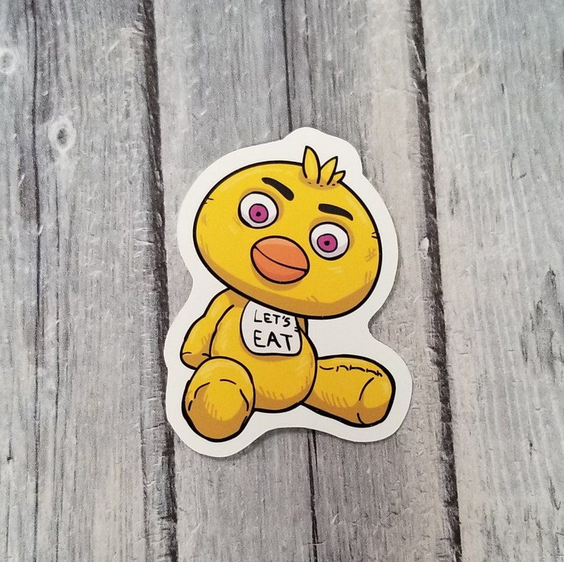 Five Nights at Freddy's Freddy Foxy Chica Bonnie Plushie Vinyl Stickers, 2.75 Die Cut, Laptop Sticker, Notebook Sticker, FNAF, Party Favor Chica
