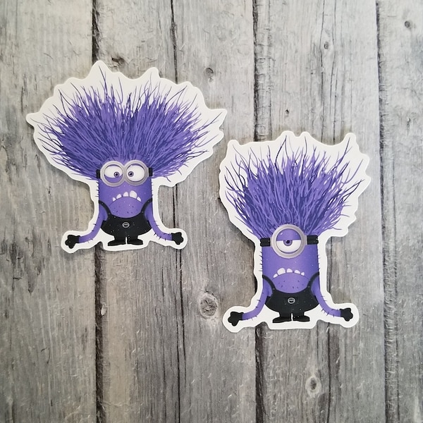 Evil Purple Minions Vinyl Stickers | 2.75" Die Cut | Laptop Sticker, Notebook Sticker, Gift, Party Favor, angry minions, cartoon sticker