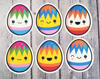 Kawaii Easter Egg Stickers | 2.75" Die Cut Matte Vinyl Stickers | Laptop Decal, Notebook Sticker, Holiday sticker, easter, party favors