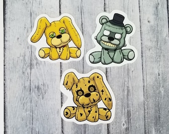 Five Nights at Freddy's Plush Springtrap Dreadbear Spring Bonnie Vinyl Stickers, 2.75" Die Cut Laptop Sticker, Notebook Sticker, Party Favor