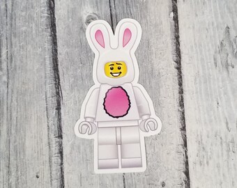 Easter Bunny Brick Figure 2.75" Die Cut Matte Vinyl Sticker, Easter Sticker, Notebook Sticker, Easter Basket gift, Party Favor, Holiday