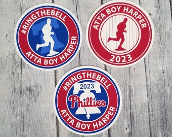 Atta Boy Harper 2023 Philadelphia Baseball 3" Die Cut Matte Vinyl Sticker, Phillies, Red October, Laptop Decal, Notebook Sticker, Baseball