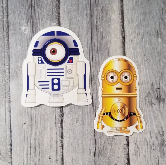 Droid Minions Matte Vinyl Stickers | 2.75" Die Cut Laptop Sticker, Notebook Sticker, Gift, Party Favors, droid stickers, fan art stickers Il_570xn