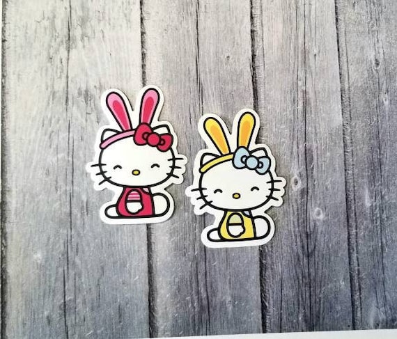 Hello Kitty Easter Bunny Stickers | 2.75" Die Cut Water Resistant Vinyl Stickers | Laptop Decal, Water Bottle Sticker, Notebook Sticker Il_570xn