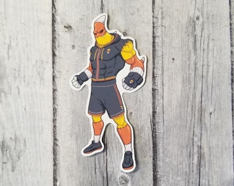 3.5" Candy Corn Guy Die Cut Matte Vinyl Halloween Sticker, Candy Corn Sticker, Video Game Sticker, Spooky Season Sticker, Candy Corn Warrior