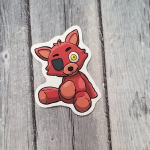 Five Nights at Freddy's Freddy Foxy Chica Bonnie Plushie Vinyl Stickers, 2.75 Die Cut, Laptop Sticker, Notebook Sticker, FNAF, Party Favor Foxy