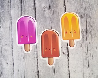 2.75" Die Cut Matte Vinyl Kawaii Popsicle Sticker, Dessert Sticker, Cute Sticker, Summer Sticker, Party Favor, Laptop Decal, Fun Sticker