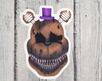 Nightmare Fredbear Five Nights at Freddy's Matte Vinyl Stickers 2.75" Die Cut, Laptop Sticker, Notebook Sticker, Party Favor, horror game