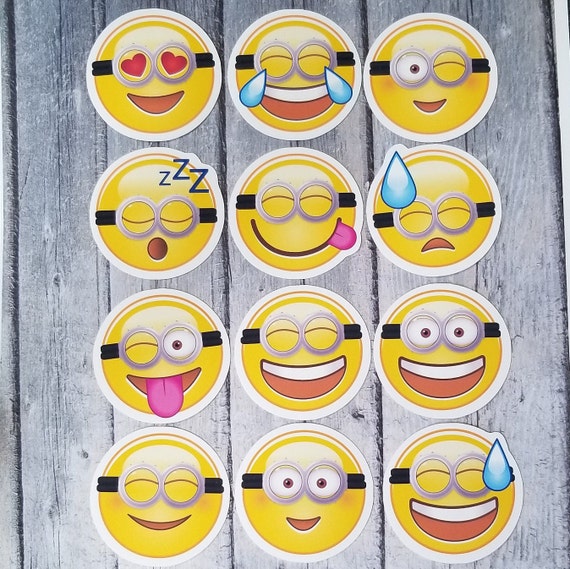 Minion Emojis Stickers | 2" Die Cut Matte Vinyl Laptop Sticker, Notebook Sticker, Gift, Party Favor, Cute Stickers, emoji, minion, fun Il_570xn