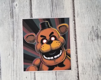 Jump Scare Freddy Five Nights at Freddy's Matte Vinyl Stickers 2.75" Die Cut, Laptop Sticker, Notebook Sticker, Party Favor, video game