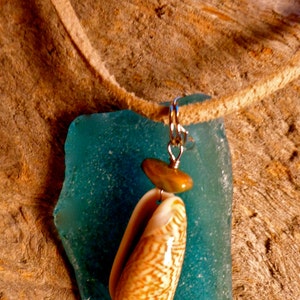 Aqua Ocean Frosted Sea Glass Maui Sea Shell Zen Meditation Bead One of a Kind Tropical Treasure Sacred Natural Keepsake