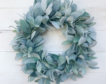 Lamb's Ear Wreath for Front Door, Farmhouse Wreath, Year Round Wreath, Large Lamb's Ear Farmhouse Wreath, Every Day Wreath, Country Wreath