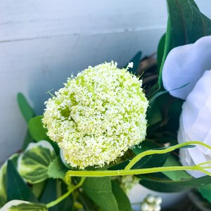 Summer Wreath for Front Door, All Year Wreath with White Roses, Farmhouse Greenery and White Wreath, Year Round Greenery Wreath, Wedding image 7