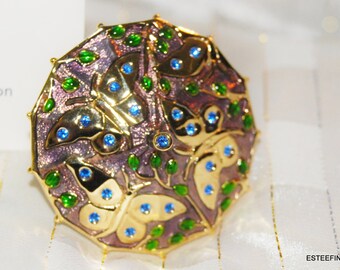 Vintage Estee Lauder Powder Compact: Gold & Mother of Pearl Pocket