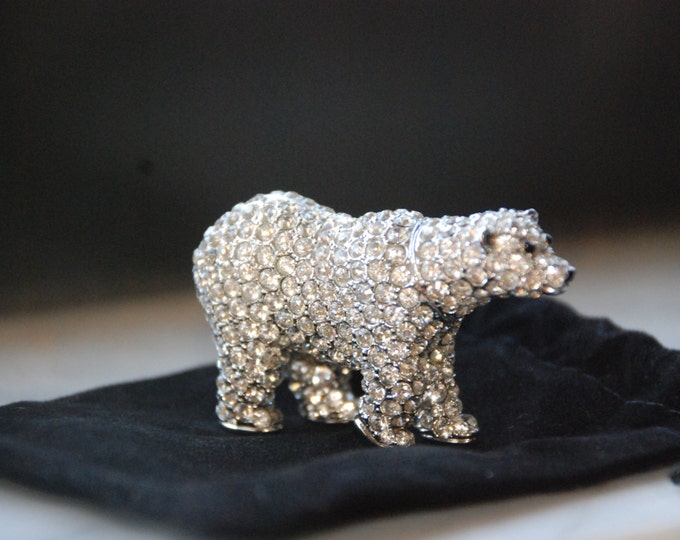 SPARKLING POLAR BEAR by Estee Lauder filled with Pleasures perfume - Swarovski crystals and perfect for a Holiday display/conversation piece